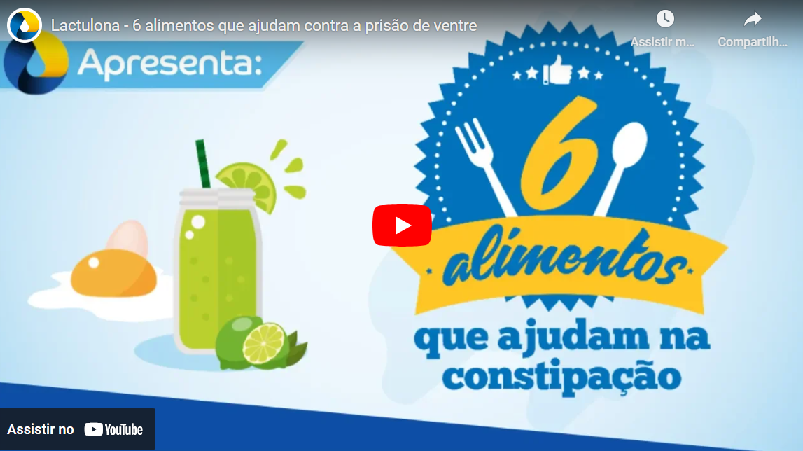 Thumbnail do vídeo 6 alimentos que ajudam na constipação de Lactulona